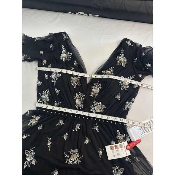 NEW $598 Mac Duggal [ 8 ] Ruffle Tiered Embellished Flutter Sleeve‎ Gown #G1606 - Picture 4 of 16